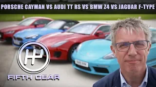 PORSCHE CAYMAN VS AUDI TT RS VS BMW Z4 VS JAGUAR F-TYPE | FIFTH GEAR