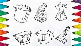 How To Draw Cooking Utensils ||  Kitchen Utensils Drawing Tutorial.