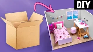 DIY Casa de Boneca 🏠 Como Fazer Quarto Tumblr da Barbie 😍 Reaproveitando Papelão