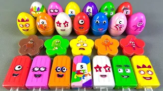 Picking Up Numberblocks & Alphablocks inside Rainbow CLAY... Coloring! Asmr Satisfying Slime Video