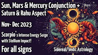 Konjunkce Slunce, Marsu a Merkuru ve Štíru | Saturn-Rahu aspekt | listopad 2023 #astrologie