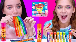 ASMR CANDY LIP BALM VS REAL FOOD CHALLENGE By LiLiBu