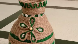 How To Make Waste recycle flower pot with jute robe and woolen thread decorate 🥰
