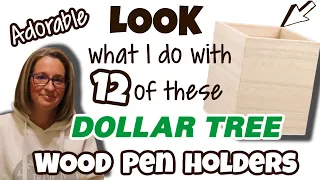 LOOK what I do with 12 of these Dollar Tree WOOD PEN HOLDERS!