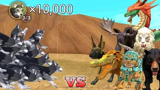 wildcraft 10,000 ten thousand WOLF CUBS vs All boss megalania dragon foo dog BOSSES who is winner 🤔🐺