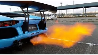 Lamborghini Aventador Shooting Flames Compilation HD