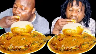 ASMR CASSAVA FUFU WITH OGBONO SOUP AFRICAN FOOD MUKBANG CHALLENGE