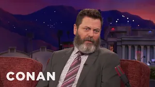 Nick Offerman Fell In Love With Megan Mullally’s Filthy Sense Of Humor | CONAN on TBS