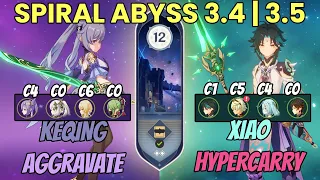 C4 Keqing (Aggravate) & C1 Xiao (Hypercarry) | Genshin Impact | Spiral Abyss 3.5 (9 Stars)