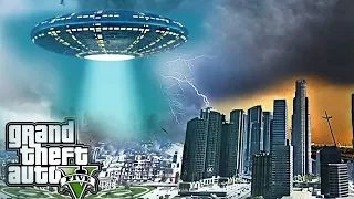 UFO ALIEN ATTACK IN LOS SANTOS - GTA 5 END OF LOS SANTOS ALIEN INVASION MOD