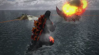 GODZILLA ps4 online battle: Burning Godzilla vs Mecha King Ghidorah vs Destoroyah