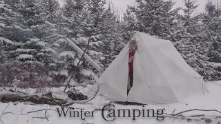 Winter Hot Tent Camping in a Snowtrekker   4K