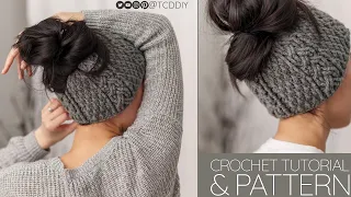 How to Crochet: Messy Bun Beanie | Pattern & Tutorial DIY