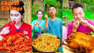 Natural Food Outdoor Cooking | Mukbang Eating Delicious Show | Spicy Crayfish Pig Lungs Recipe