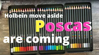 Posca colored pencils- test and comparison to the Holbein colored pencils