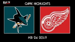 NHL Highlights   San Jose Sharks vs  Detroit Red Wings   Feb 24, 2019