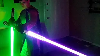 15 move demonstration. Single blade lightsaber with a violet amethyst blade