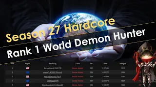 Rank 1 World Hardcore Demon Hunter Diablo 3 Season 27 SSF