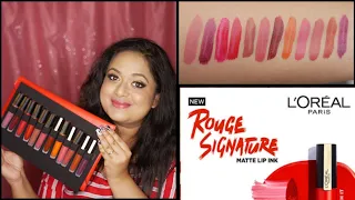 L'oreal Rouge Signature Liquid lipsticks |LONG-LASTING |12 shades |lip Swatches & Review