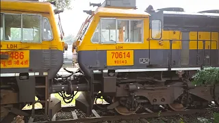 twin Wdg4d diesel locomotives movement | coupling wdg-4d dual cab engine shunting