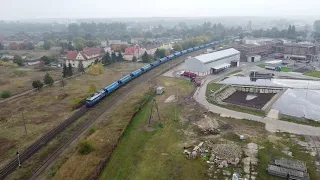 ST44-1274 ze składem wagonów samowyładowczych Tads na szlaku Piła Główna - Krajenka.