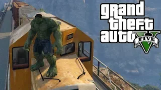 ХАЛК ПРОТИВ ПОЕЗДА! ГТА 5 Халк остановил Поезд! Gta 5 mod Hulk vs train!