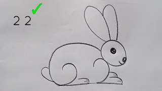 how to draw rabbit drawing from 22 number easy step by step@DrawingTalent