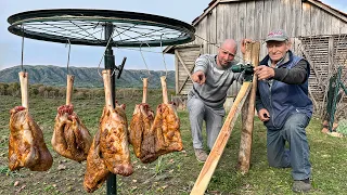 MEAT CAROUSEL IN THE MIDDLE OF MOUNTAIN! Serbian MEAT KINGS