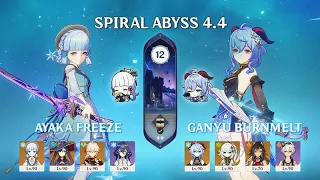 Ayaka Freeze & Ganyu Burning Melt | Spiral Abyss 4.4 | Genshin Impact