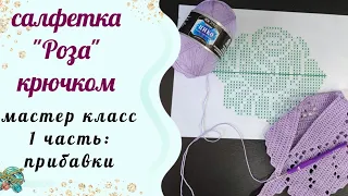 #вязаниекрючком // Салфетка "Роза" крючком //Мастер класс.//Первая часть.прибавки