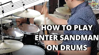 How to play 'Enter Sandman' by Metallica on Drums - Drum Lesson