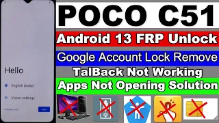 POCO C51 FRP/Google Account Lock Remove Android 13/MIUI 14 Without Pc - New Trick 2023