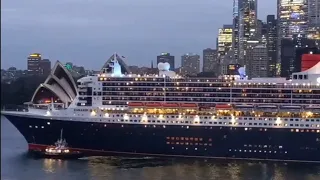 Queen  Mary 2 departs Sydney Harbour  on the 27th of February 2024