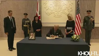 President Biden, First Lady Dr. Jill Biden sign book of condolences for Queen Elizabeth II