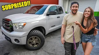 I stole his truck... and SURPRISED HIM with his DREAM BUILD! *BIG REVEAL*