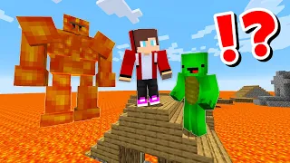 JJ and Mikey vs GIANT LAVA GOLEM CHALLENGE in Minecraft / Maizen animation