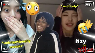 itzy on vlive but it's mostly them doing forbidden things REACTION