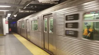 MTA: R32 C train with broken rollsign leaves 14 St