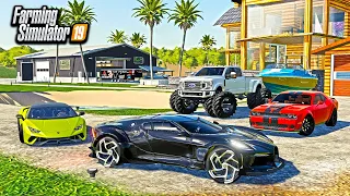 LIFE OF A BILLIONAIRE! (BUYING $18,000,000 BUGATTI, LAMBO, F-450) | FARMING SIMULATOR 2019