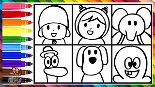 Dibuja y Colorea A Pocoyó Y Sus Amigos 👶👧🐘🦆🐶🐙 Dibujos Para Niños