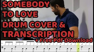 Somebody to love - Queen Drum Cover + Transcription (Free PDF sheet music/score)