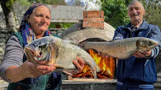 Fish in the Oven in a Rustic Way with Love! Rural Life in Azerbaijan