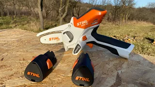 This is the amount off wood that i cut with 2 batteries with Stihl Gta 26.(mini drujba pe baterie)