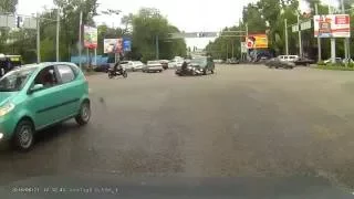 Car crash | Car accident (Dashcam) June 2016 #177 ДТП с мотоциклистом (Kazakhstan)