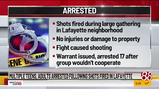 Multiple teens, adults arrested following shots fired in Lafayette