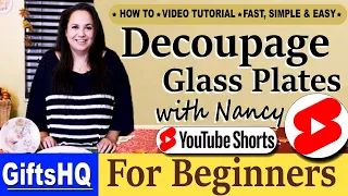 How to Decoupage Glass Plates Super Quick Guide #YouTubeShorts
