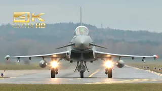 (4K) 8 Eurofighter Typhoon German Air Force Luftwaffe departure at Neuburg Donau Airbase ETSN