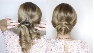 ОЧЕНЬ ПРОСТОЙ И КРАСИВЫЙ НИЗКИЙ ПУЧОК, ВИДЕО-УРОК | ELEGANT UPDO HAIRSTYLE FOR LONG/MEDIUM HAIR