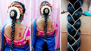South Indian Bridal Hairstyle/ Trending Beads Hairstyle/ Traditional Jada/ wedding Pearls Jada
