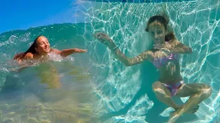 Carla Underwater - Swimming underwater in a cool pool in Hawaii